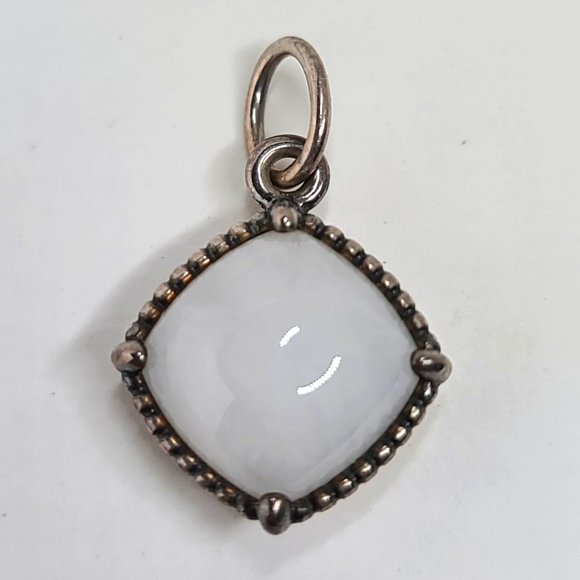 Pandora Jewelry - Pandora RETIRED White Cabochon Quartzite Sterling Squared Pendant